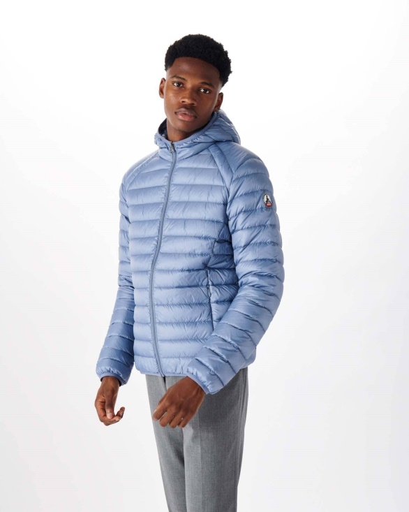 Lightweight Hooded Down Jacket Blue Delave Nico Jott UK