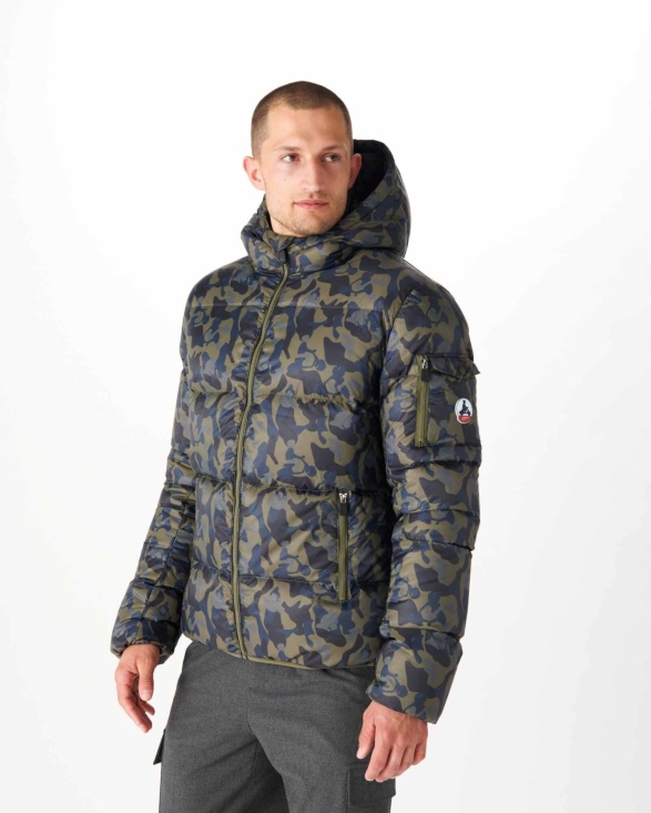 Jott UK Print Militaire Extreme Cold Hooded Down Jacket Java