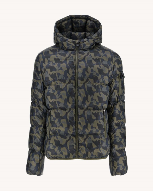 Jott UK Print Militaire Extreme Cold Hooded Down Jacket Java