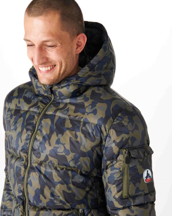 Jott UK Print Militaire Extreme Cold Hooded Down Jacket Java