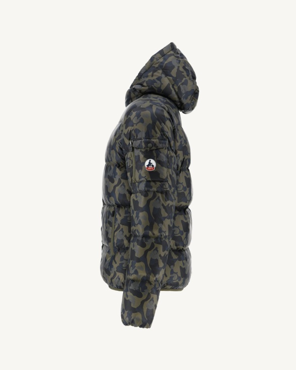 Jott UK Print Militaire Extreme Cold Hooded Down Jacket Java