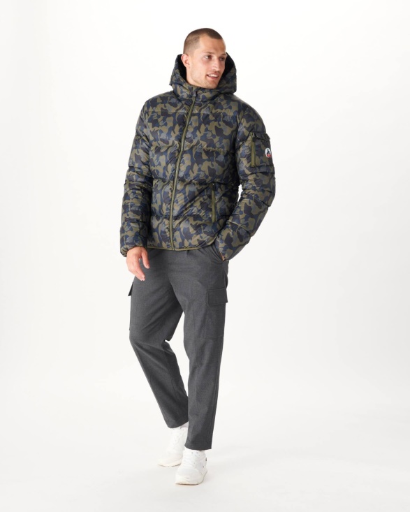 Jott UK Print Militaire Extreme Cold Hooded Down Jacket Java