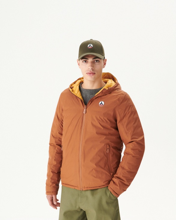 Caramel/Moutarde Reversible Hooded Puffer Jacket Bergen Jott UK