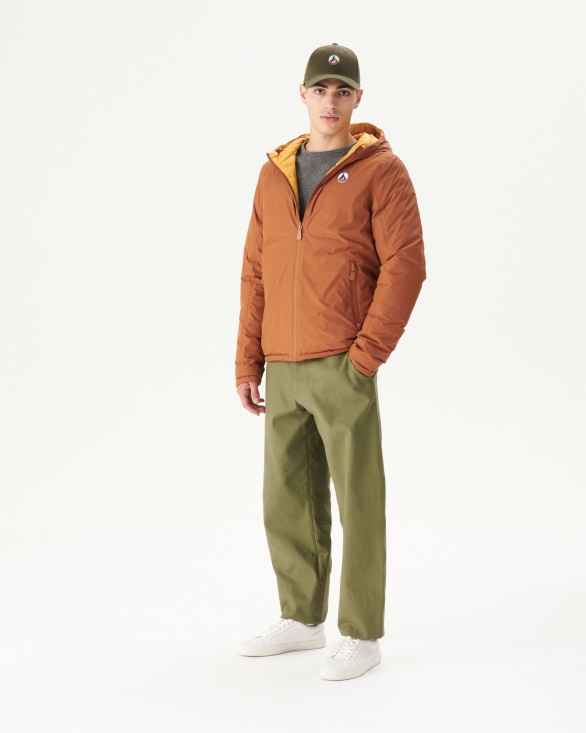 Caramel/Moutarde Reversible Hooded Puffer Jacket Bergen Jott UK
