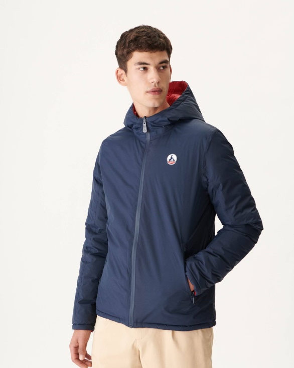 Jott UK Marine/Rouge Reversible Hooded Puffer Jacket Bergen