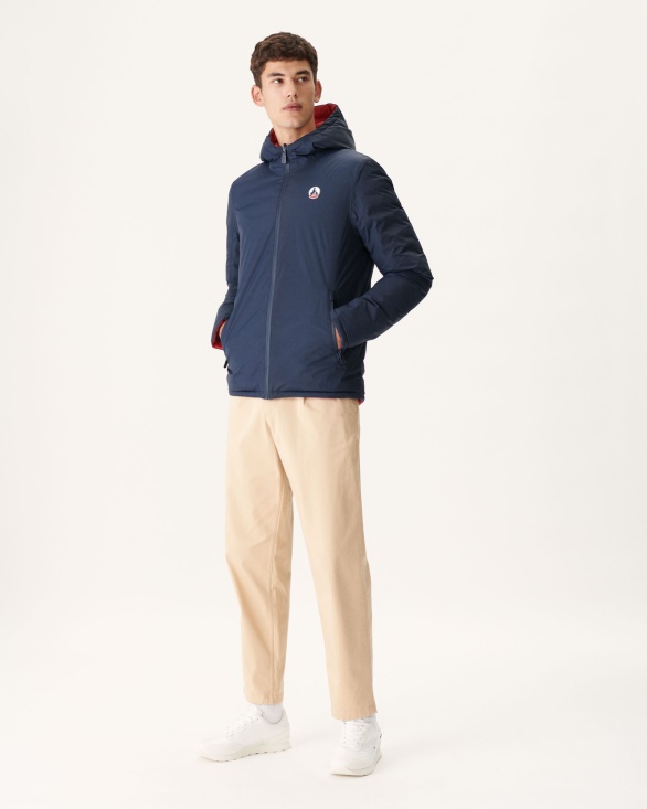 Jott UK Marine/Rouge Reversible Hooded Puffer Jacket Bergen