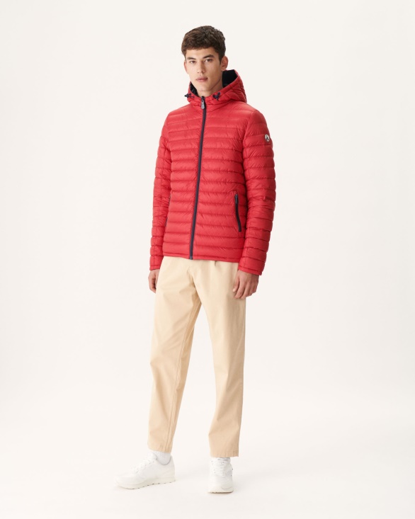 Jott UK Marine/Rouge Reversible Hooded Puffer Jacket Bergen