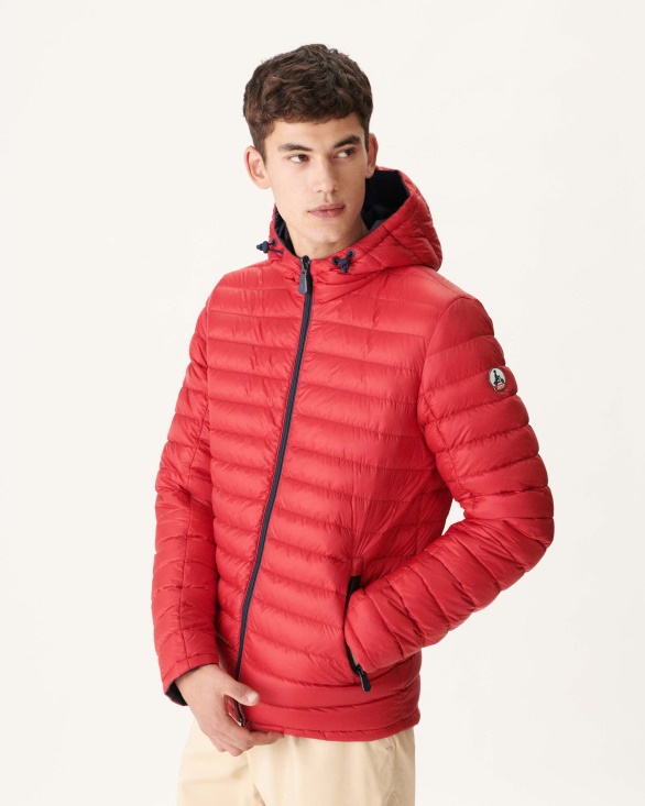 Jott UK Marine/Rouge Reversible Hooded Puffer Jacket Bergen