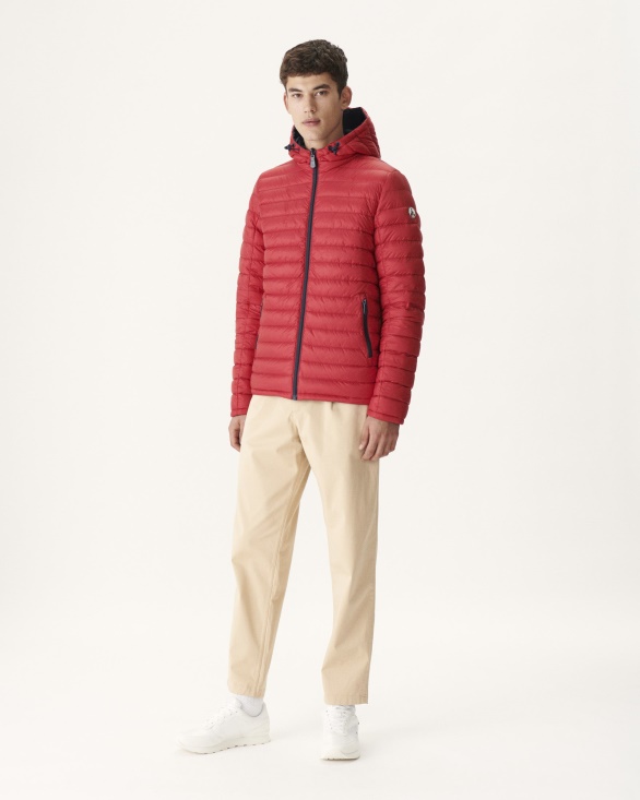 Jott UK Marine/Rouge Reversible Hooded Puffer Jacket Bergen