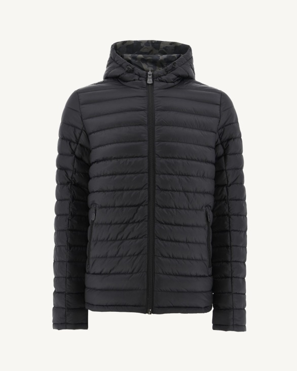 Jott UK Print Militaire/Noir Reversible Hooded Puffer Jacket Bergen