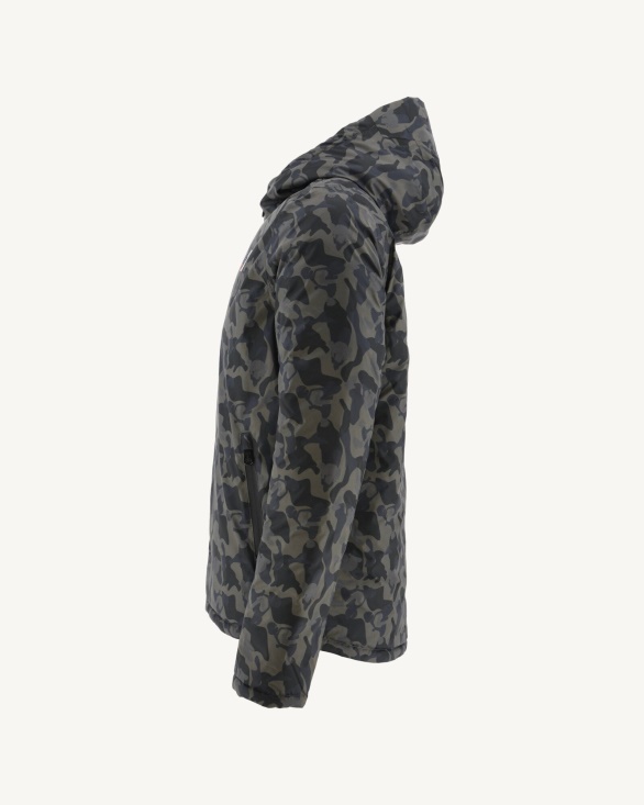Jott UK Print Militaire/Noir Reversible Hooded Puffer Jacket Bergen