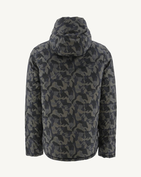 Jott UK Print Militaire/Noir Reversible Hooded Puffer Jacket Bergen