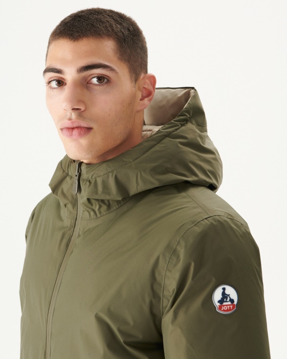 Jott UK Army/Beige Extreme Cold Reversible Hooded Down Jacket Toronto