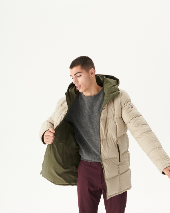 Jott UK Army/Beige Extreme Cold Reversible Hooded Down Jacket Toronto