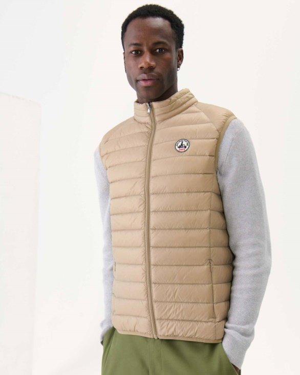 Sleeveless Down Jacket Beige Tom Jott UK