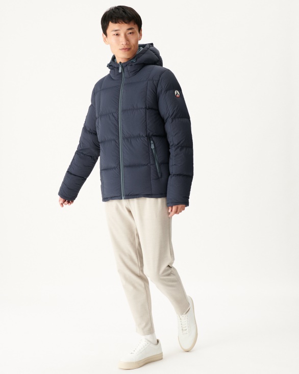 Blue/Marine Extreme Cold Hooded Reversible Down Jacket Aspen Jott UK