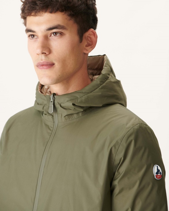 Army/Beige Reversible Light Puffer Jacket Amsterdam Jott UK