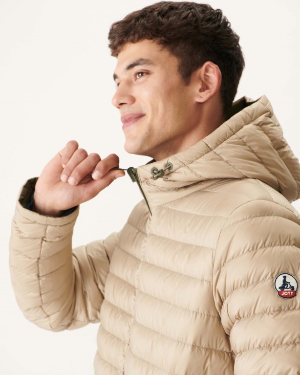 Army/Beige Reversible Light Puffer Jacket Amsterdam Jott UK