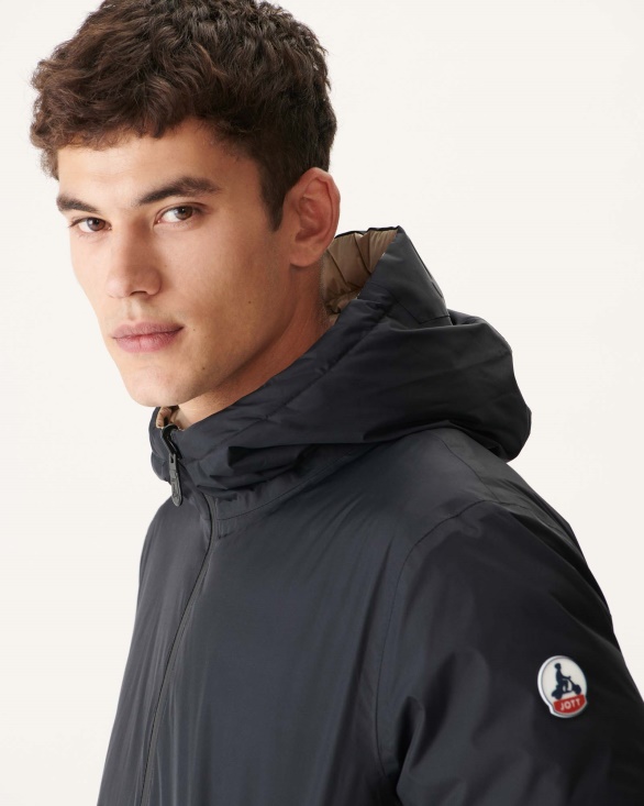 Jott UK Noir/Beige Reversible Light Puffer Jacket Amsterdam