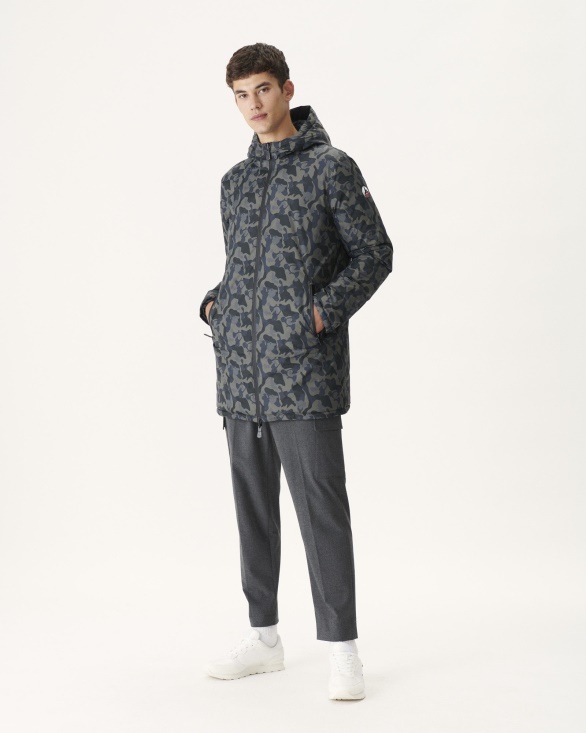 Print Militaire/Noir Reversible Light Down Jacket Amsterdam Jott UK