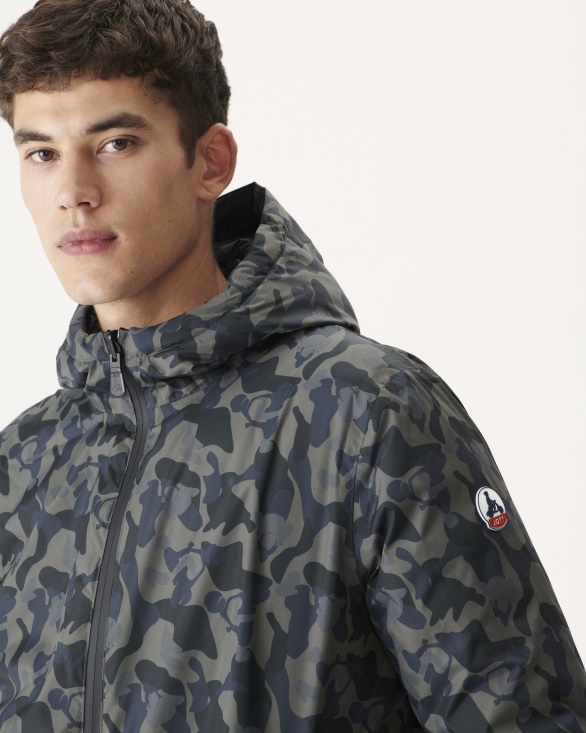 Print Militaire/Noir Reversible Light Down Jacket Amsterdam Jott UK