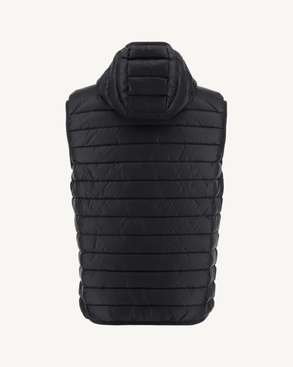 Hooded Sleeveless Down Jacket Noir Pat Jott UK