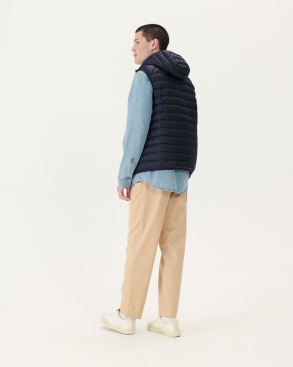 Jott UK Hooded Sleeveless Down Jacket Marine Pat