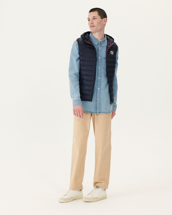 Jott UK Hooded Sleeveless Down Jacket Marine Pat
