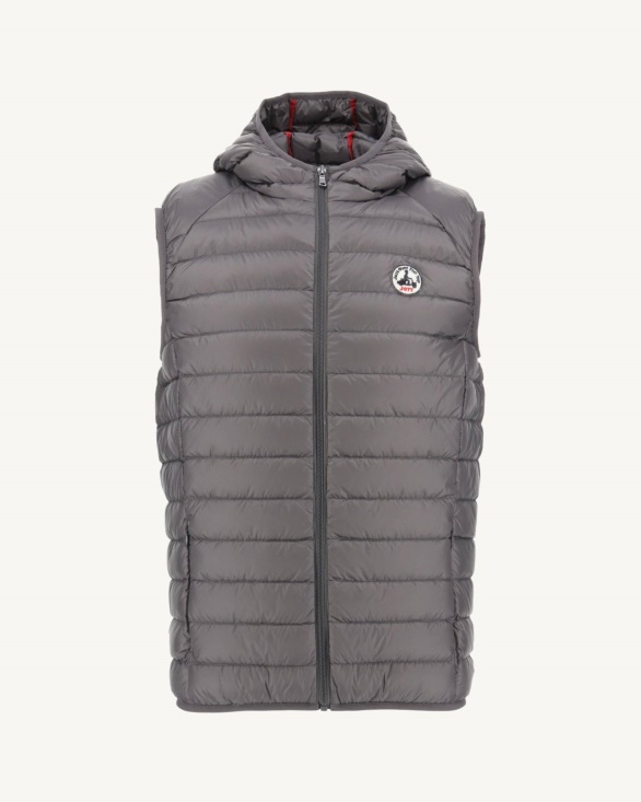 Jott UK Hooded Sleeveless Down Jacket Anthracite Pat
