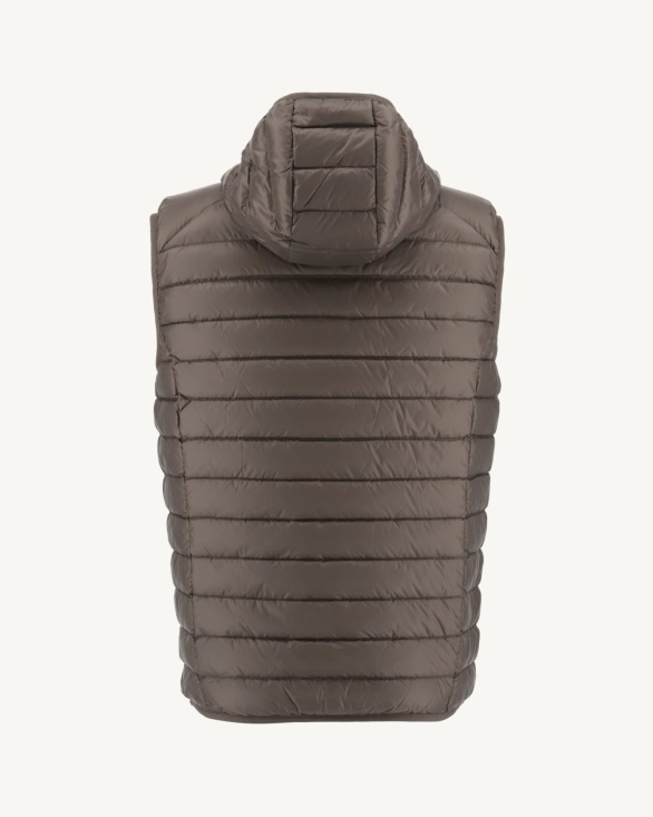 Jott UK Hooded Sleeveless Down Jacket Taupe Pat