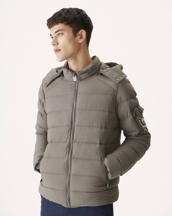 Taupe Extreme Cold Hooded Down Jacket Adrien Jott UK