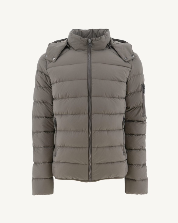 Taupe Extreme Cold Hooded Down Jacket Adrien Jott UK