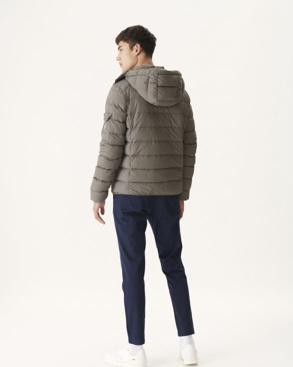 Taupe Extreme Cold Hooded Down Jacket Adrien Jott UK