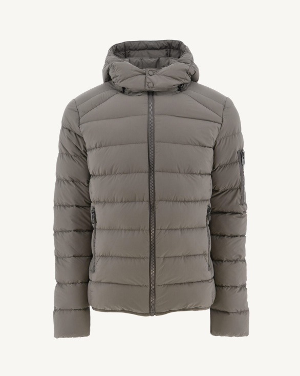 Taupe Extreme Cold Hooded Down Jacket Adrien Jott UK