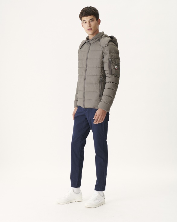 Taupe Extreme Cold Hooded Down Jacket Adrien Jott UK