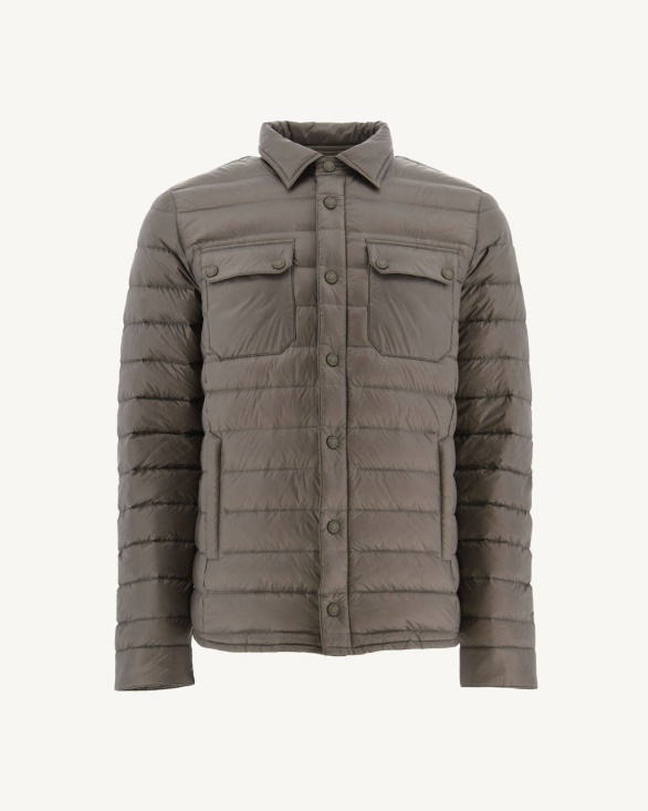 Jott UK Taupe Cris Lightweight Shirt Collar Puffer Jacket