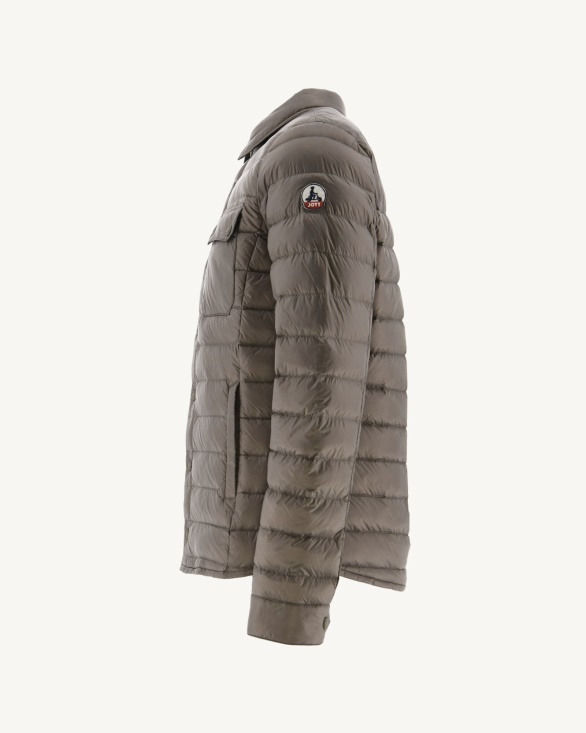Jott UK Taupe Cris Lightweight Shirt Collar Puffer Jacket