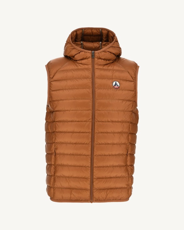 Jott UK Hooded Sleeveless Down Jacket Caramel Pat