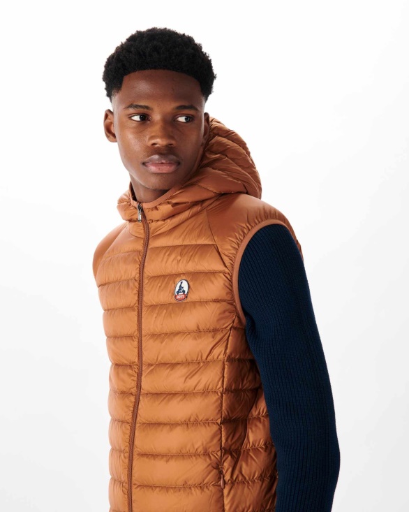 Jott UK Hooded Sleeveless Down Jacket Caramel Pat