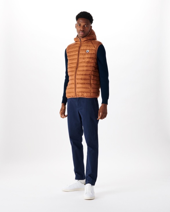 Jott UK Hooded Sleeveless Down Jacket Caramel Pat