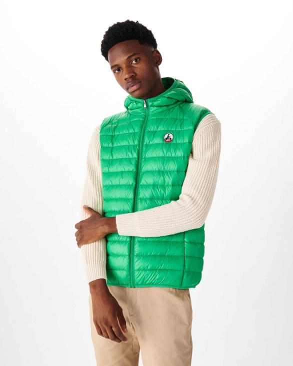 Jott UK Hooded Sleeveless Down Jacket Vert Pat