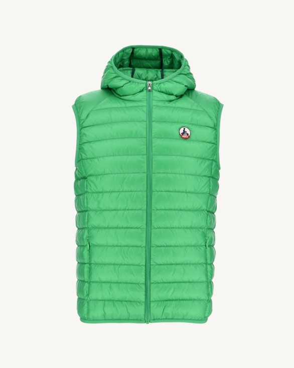 Jott UK Hooded Sleeveless Down Jacket Vert Pat
