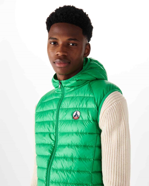 Jott UK Hooded Sleeveless Down Jacket Vert Pat