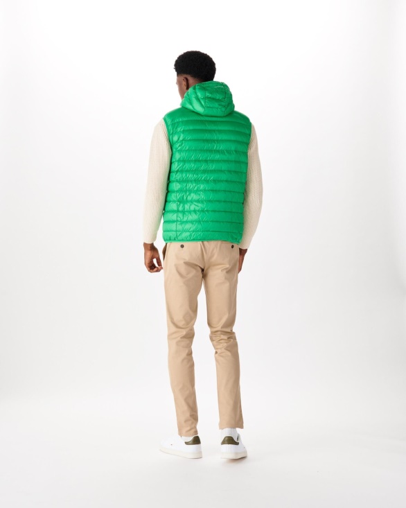 Jott UK Hooded Sleeveless Down Jacket Vert Pat
