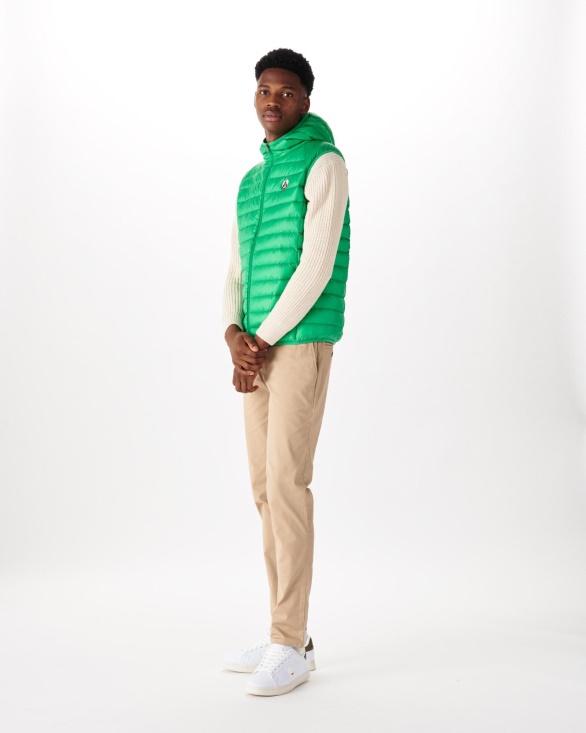 Jott UK Hooded Sleeveless Down Jacket Vert Pat