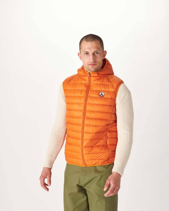 Jott UK Hooded Sleeveless Down Jacket Orange Pat