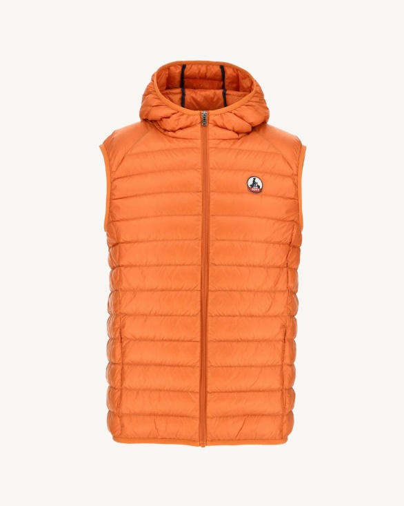 Jott UK Hooded Sleeveless Down Jacket Orange Pat