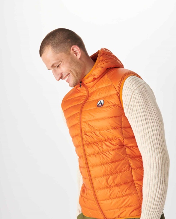 Jott UK Hooded Sleeveless Down Jacket Orange Pat