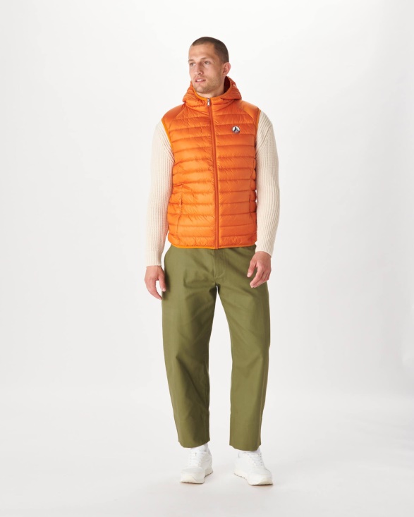 Jott UK Hooded Sleeveless Down Jacket Orange Pat
