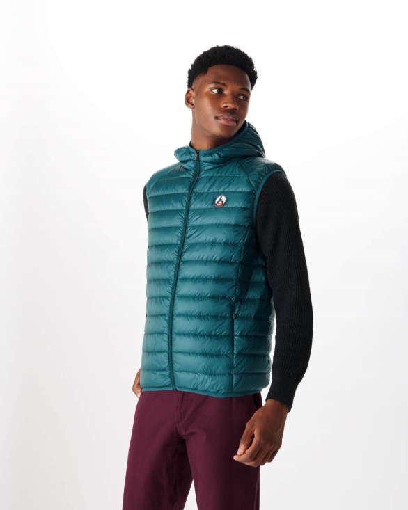 Hooded Sleeveless Down Jacket Vert Fonce Pat Jott UK